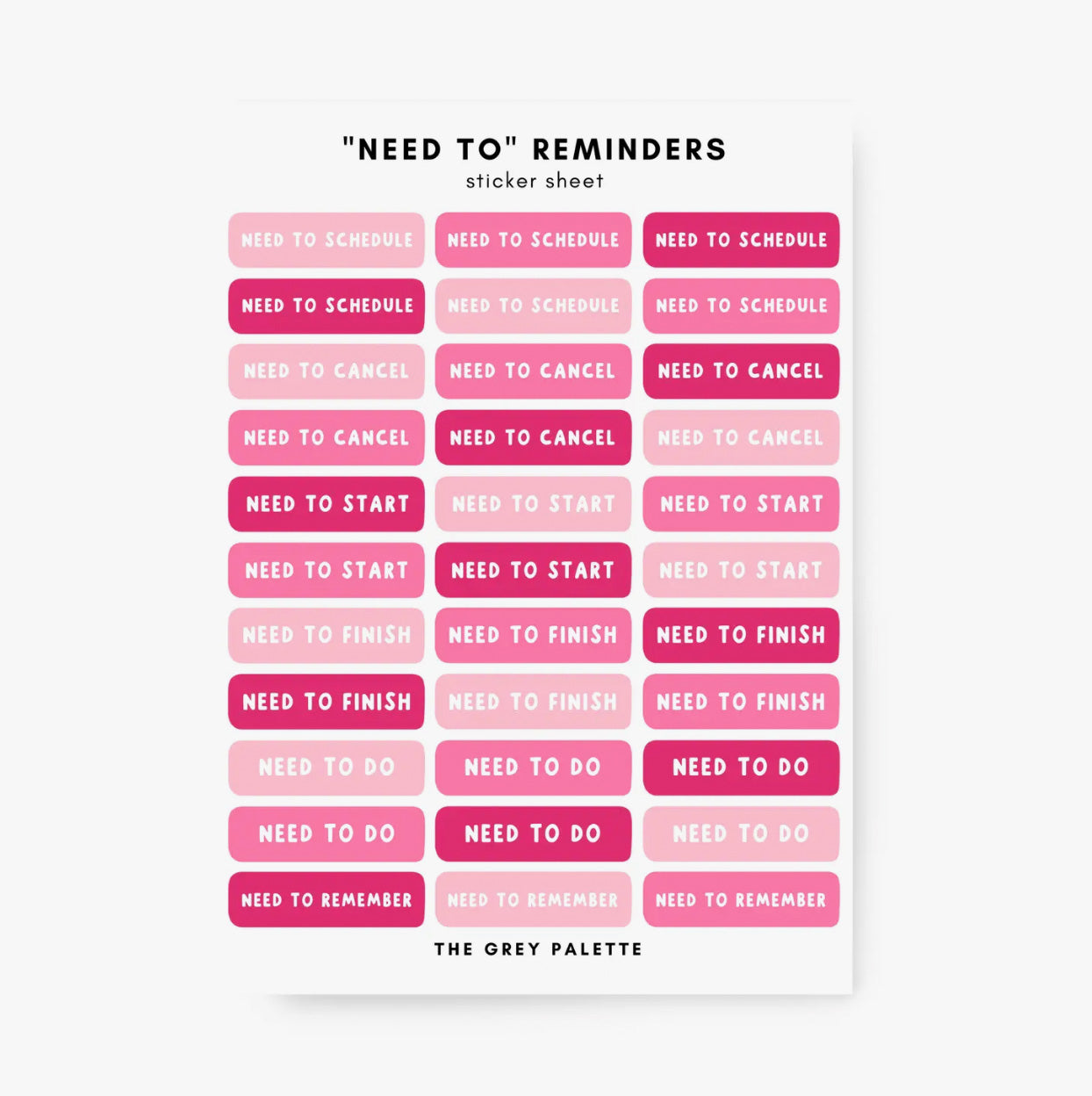 Colorful 'Need To' Planner Sticker Sheets