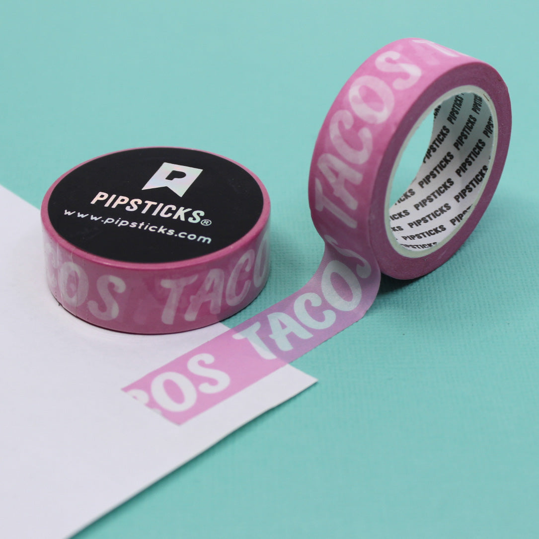 The Pink Taco Typography Washi Tape combines vibrant pink hues with playful taco-themed typography, offering a fun and unique way to decorate your projects. Ideal for scrapbooking, journaling, and planner embellishments, this washi tape features stylish text, making it a perfect choice for food enthusiasts and those who enjoy a touch of whimsy in their crafts