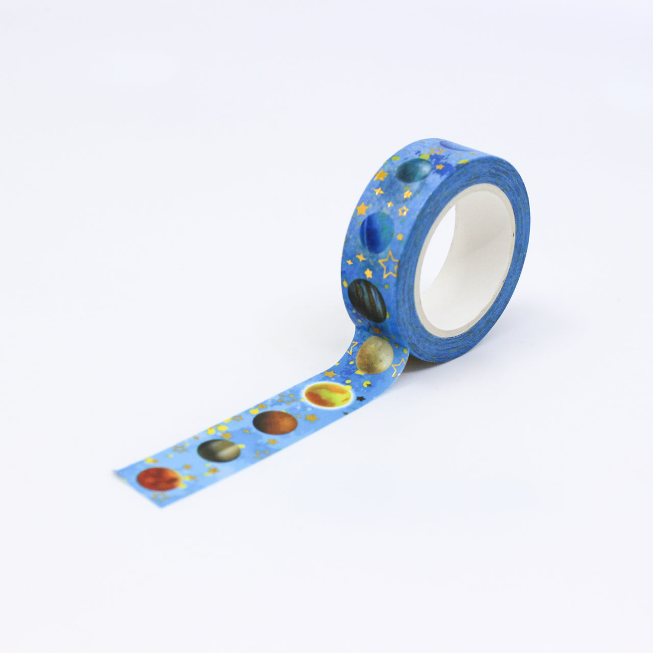 Embark on a cosmic journey with our Outer Space Planets Washi Tape, adorned with vibrant planet illustrations. Ideal for adding a touch of interstellar wonder to your projects. This tape is sold at BBB Supplies Craft Shop.