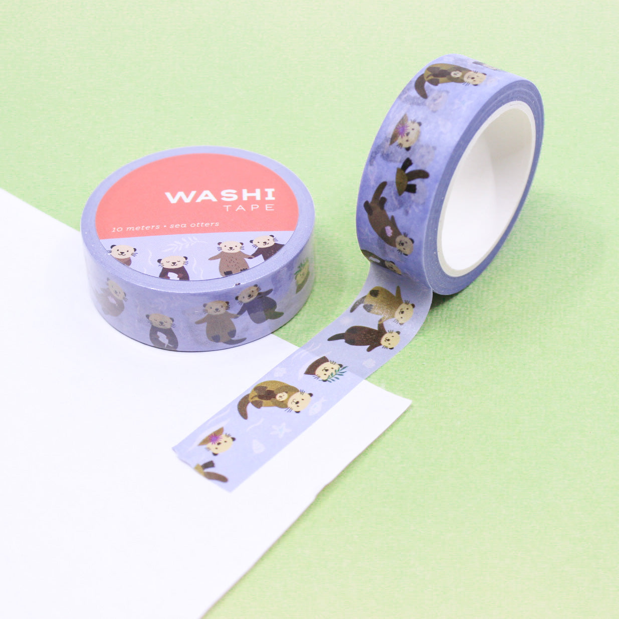 Dive into creativity with adorable sea otters in various poses, set against a playful purple backdrop. Perfect for scrapbooking beach memories or adding a marine theme to your journal! This tape is from Girl of All Work and sold at BBB Supplies Craft Shop.