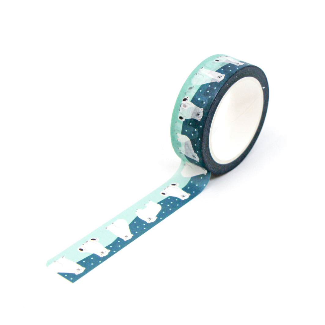 Washi tape with Polar Bears Washi Tape — illustrated snow bear design for winter scrapbooking.