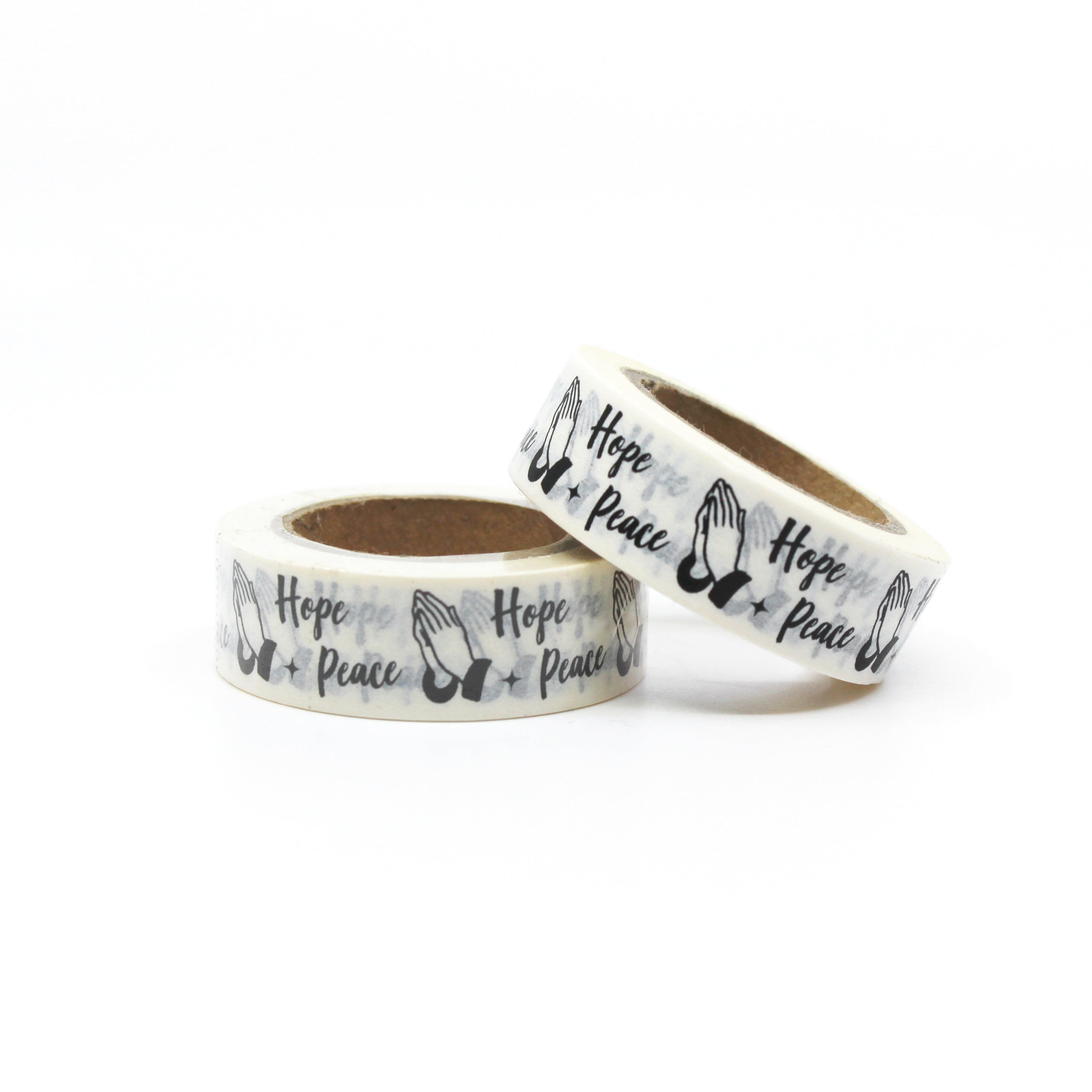 Embrace faith and spirituality with our Praying Hands Faith Washi Tape, adorned with serene praying hands motifs. Ideal for adding a touch of reverence and inspiration to your crafts. This tape is sold at BBB Supplies Craft Shop.