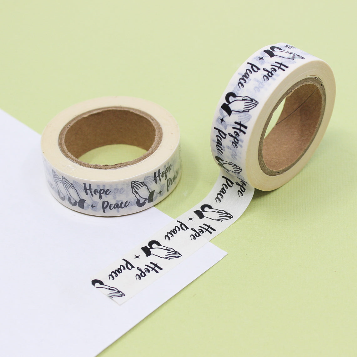 Embrace faith and spirituality with our Praying Hands Faith Washi Tape, adorned with serene praying hands motifs. Ideal for adding a touch of reverence and inspiration to your crafts. This tape is sold at BBB Supplies Craft Shop.