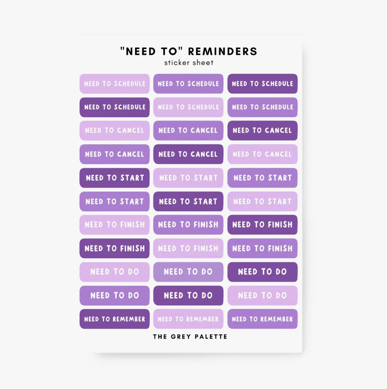 Colorful 'Need To' Planner Sticker Sheets