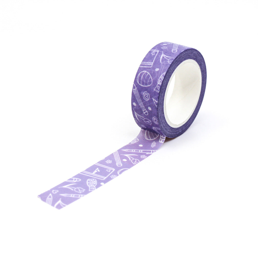  Purple Spring Planner Objects Washi Tape: This washi tape features various spring-themed planner objects in shades of purple, perfect for adding a touch of spring to your planner or journal. This tape is sold at BBB Supplies Craft Shop.