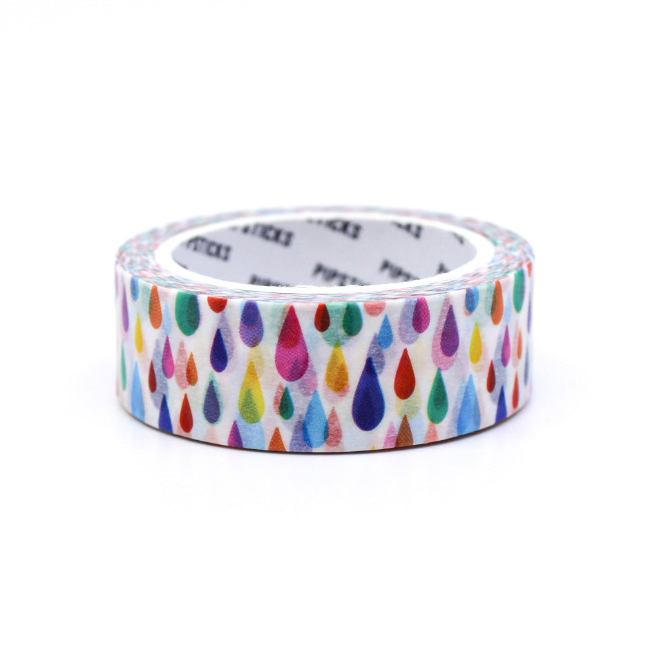 This rainbow color Water Drop Pattern Washi Tape brings a vibrant splash of color to your stationery or craft projects.