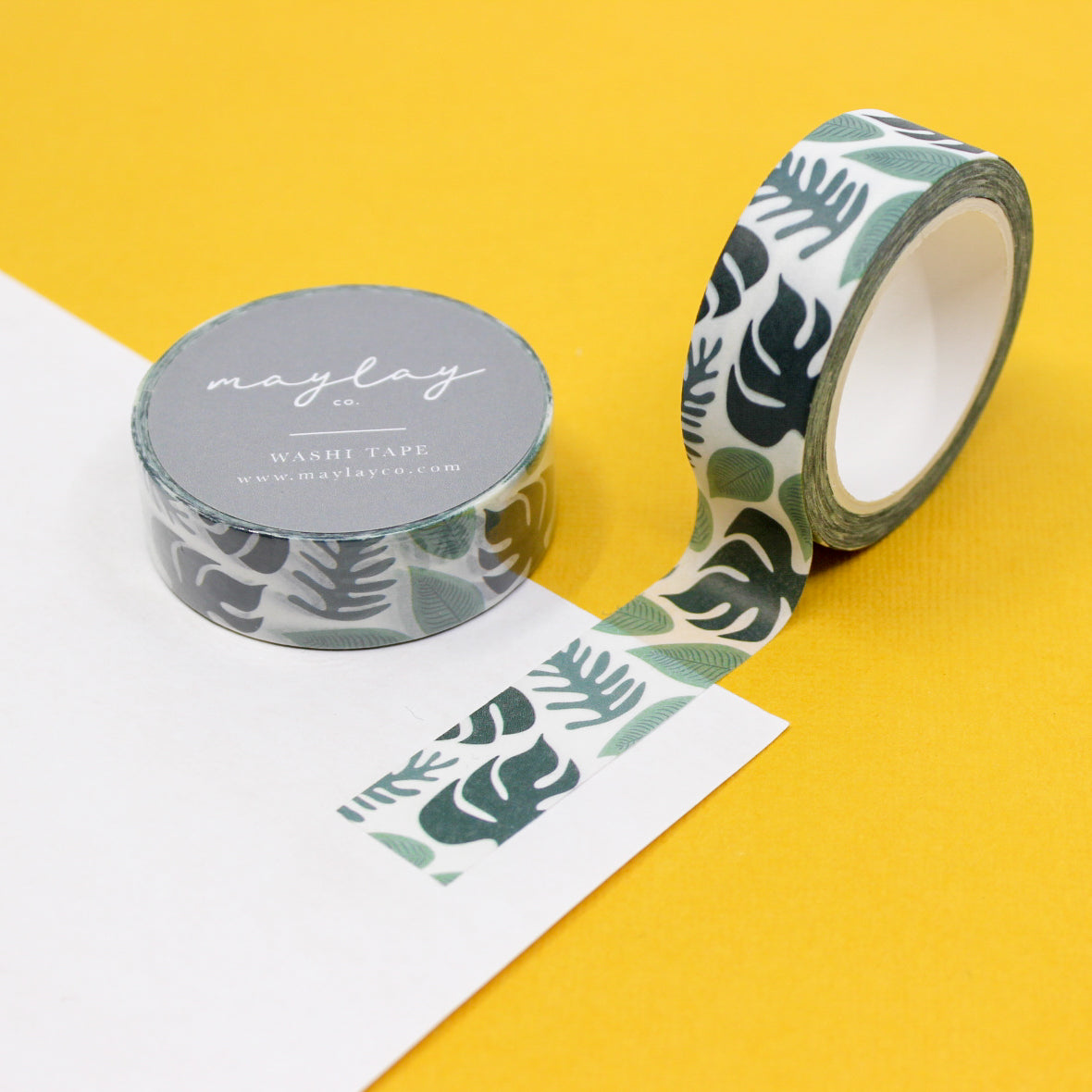 Explore the lushness of the rainforest with our Monstera Leaf Rainforest Washi Tape, adorned with vibrant monstera leaf illustrations. Ideal for adding a touch of tropical beauty and greenery to your projects. This tape is from Maylay Co. and sold at BBB Supplies Craft Shop.