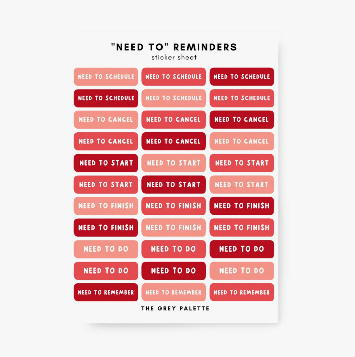 Colorful 'Need To' Planner Sticker Sheets
