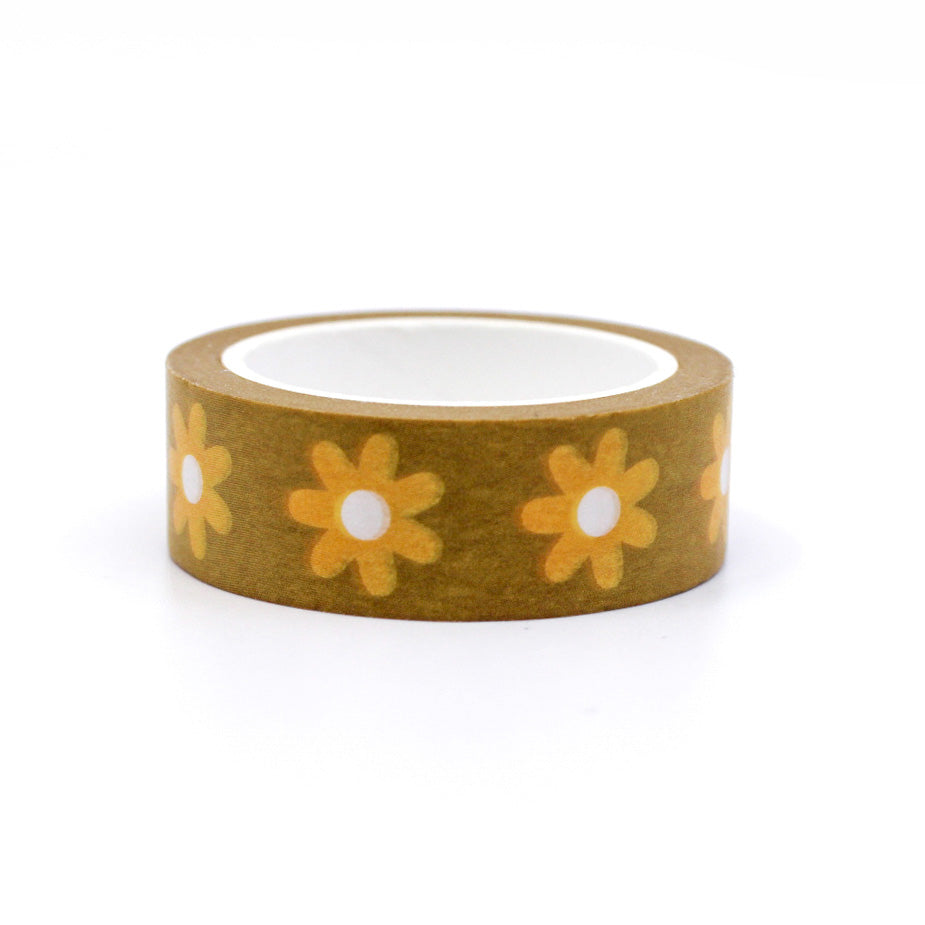 Yellow Daisy Motif Washi Tape, evoking nostalgia with its charming floral pattern, perfect for adding a touch of warmth and vintage flair to your projects. This tape is from Worthwhile Paper and sold at BBB Supplies Craft Shop.