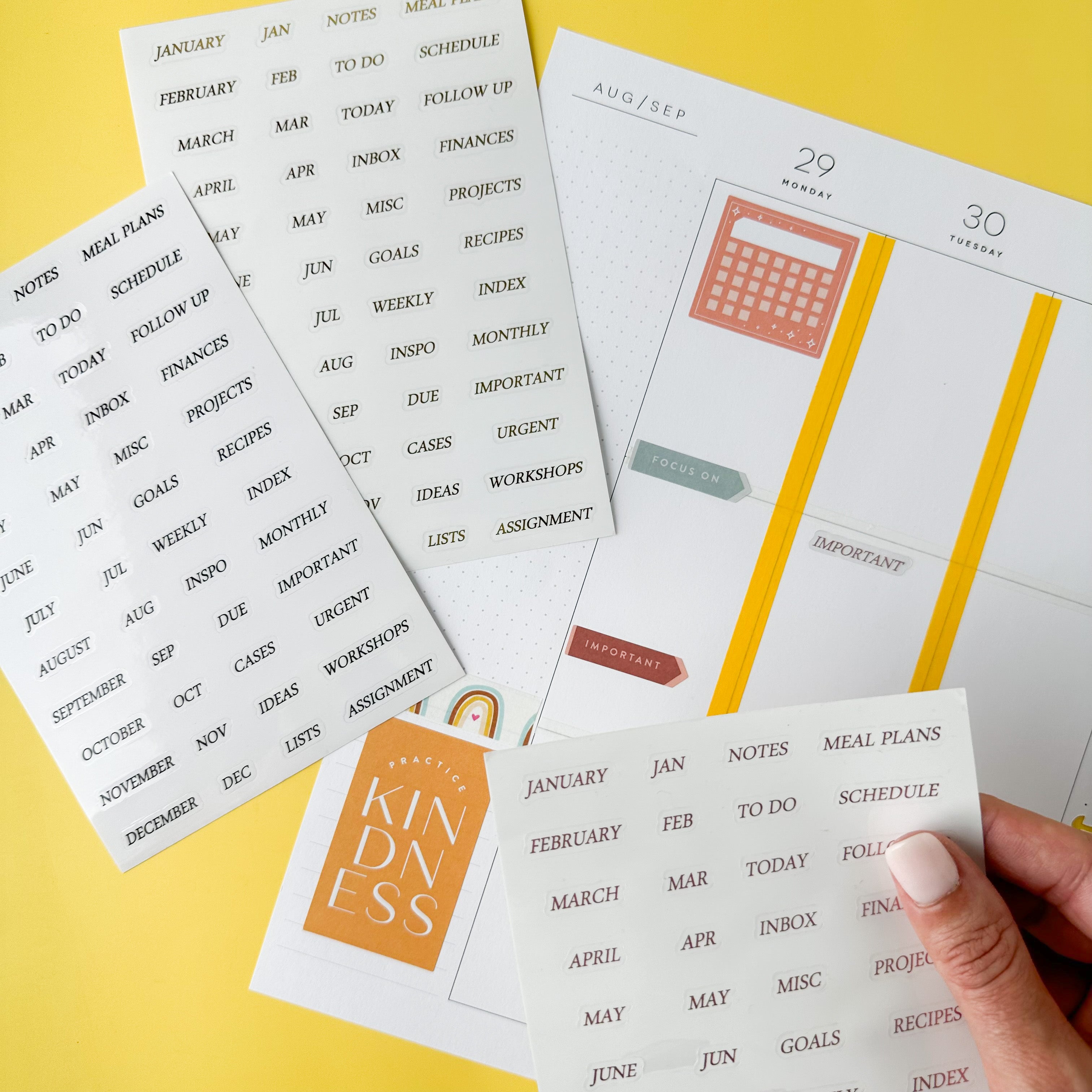 Elevate your planning with our Foil Planner & Date Stickers, featuring stylish and shimmering foil designs. Ideal for adding a touch of elegance and organization to your planner spreads. These stickers are sold at BBB Supplies Craft Shop.