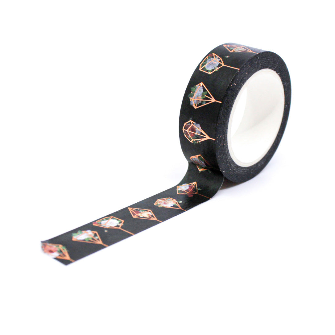 Enhance your projects with our Rose Gold Terrarium Succulent Washi Tape, featuring elegant terrariums and lush succulent plants in shimmering rose gold. Ideal for adding a touch of botanical beauty and luxury. This tape is sold at BBB Supplies Craft Shop.