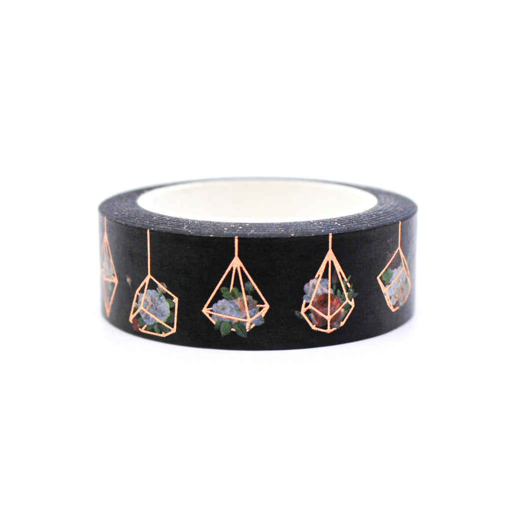 Enhance your projects with our Rose Gold Terrarium Succulent Washi Tape, featuring elegant terrariums and lush succulent plants in shimmering rose gold. Ideal for adding a touch of botanical beauty and luxury. This tape is sold at BBB Supplies Craft Shop.