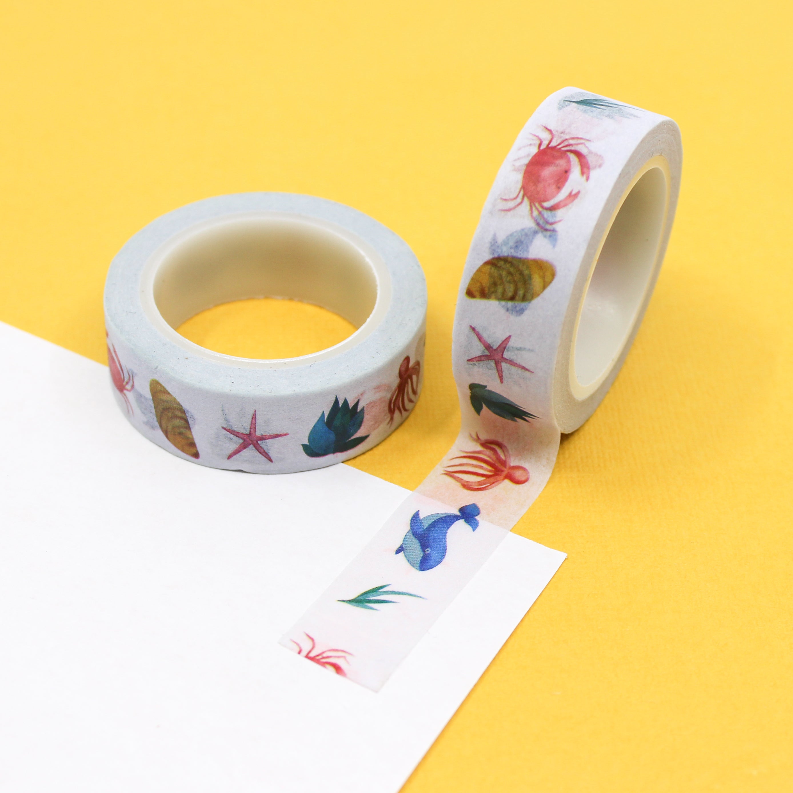 Dive into creativity with our Sea Creatures Washi Tape, adorned with delightful underwater motifs. Ideal for adding an aquatic and playful touch to your projects. This tape is sold at BBB Supplies Craft Shop.