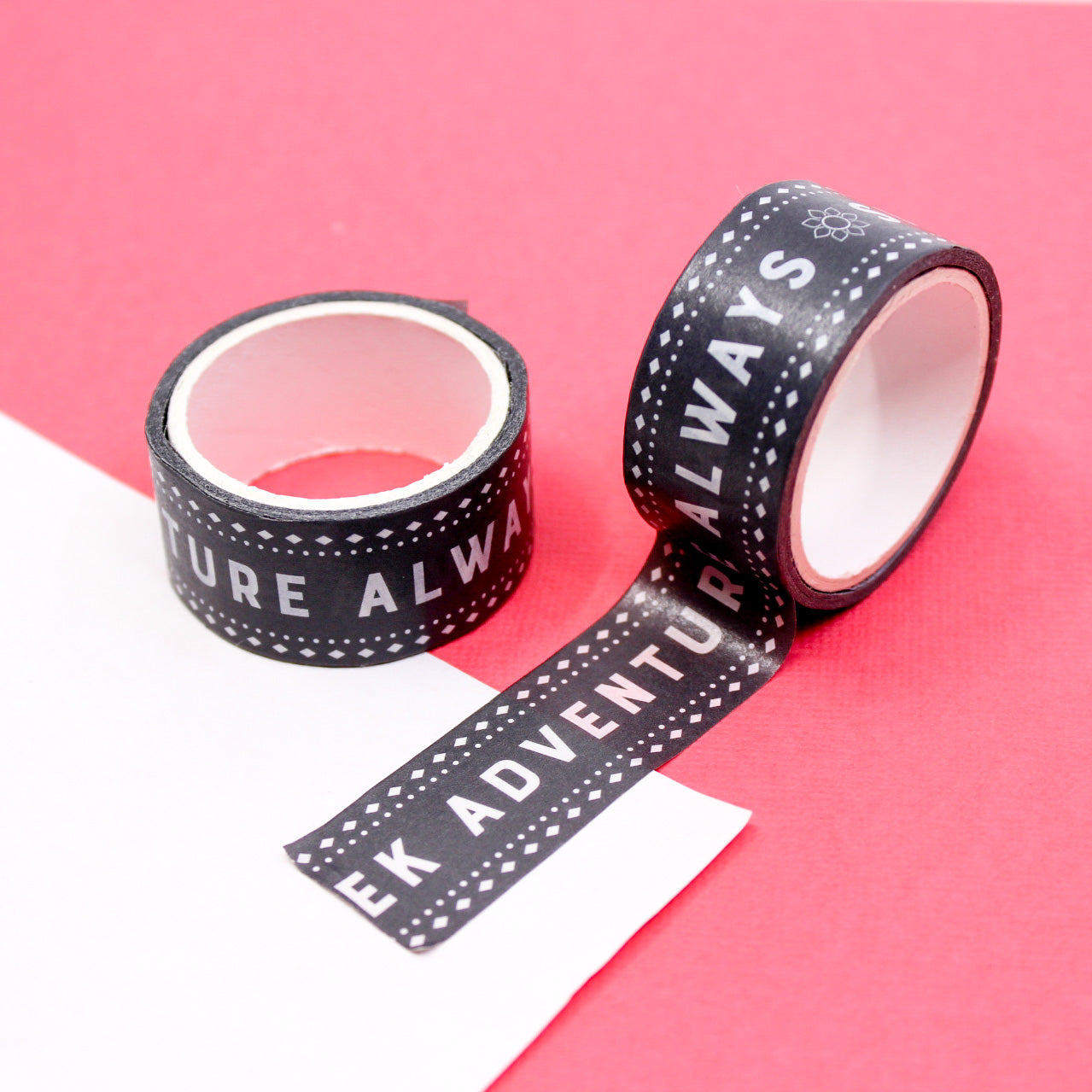 Embrace creativity and adventure with our Seek Adventure Inspirational Washi Tape. Featuring inspiring phrases and motifs, it adds a touch of wanderlust and positivity to your crafts. This tape is sold at BBB Supplies Craft Shop.