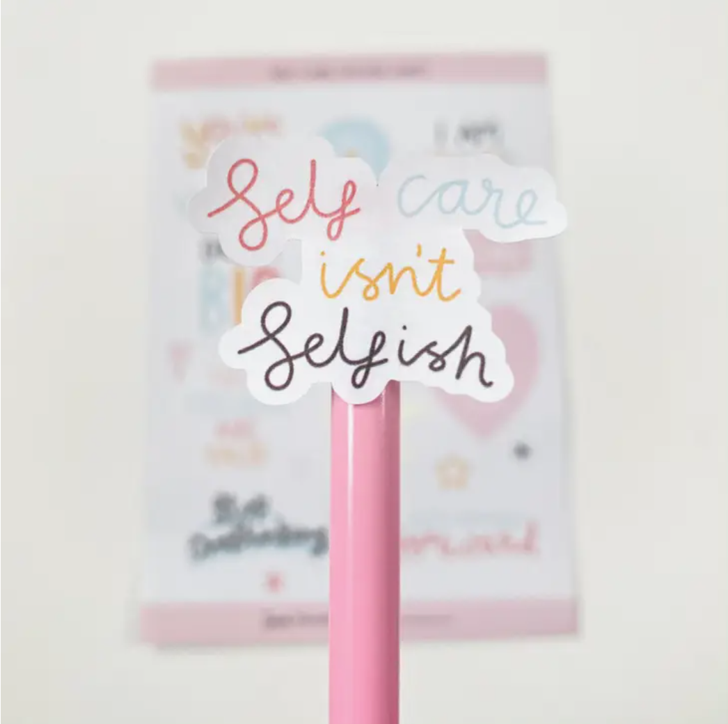 Prioritize self-care with our Self Care Sticker Sheet, featuring a variety of self-care-related stickers. Ideal for adding a reminder to nurture your well-being in your planner or journal. These stickers are from Sarah Frances and sold at BBB Supplies Craft Shop.