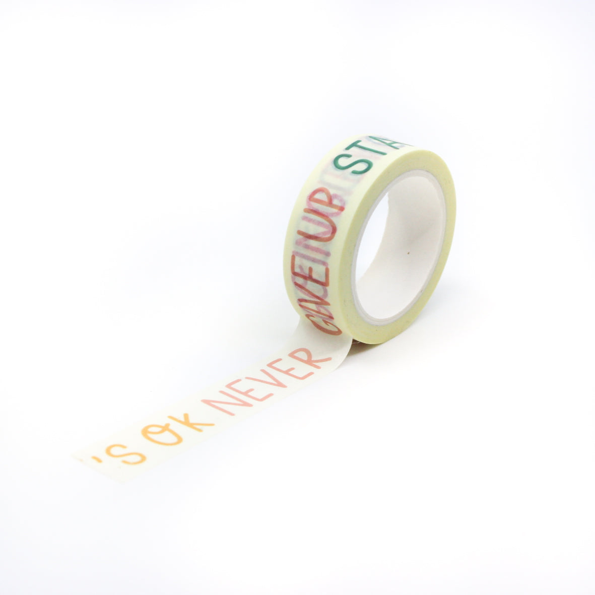 Boost your well-being with our Self-Care Words of Affirmation Washi Tape, featuring uplifting and encouraging phrases. Ideal for adding a positive and motivating touch to your projects. This tape is designed by Sarah Frances and sold at BBB Supplies Craft Shop.