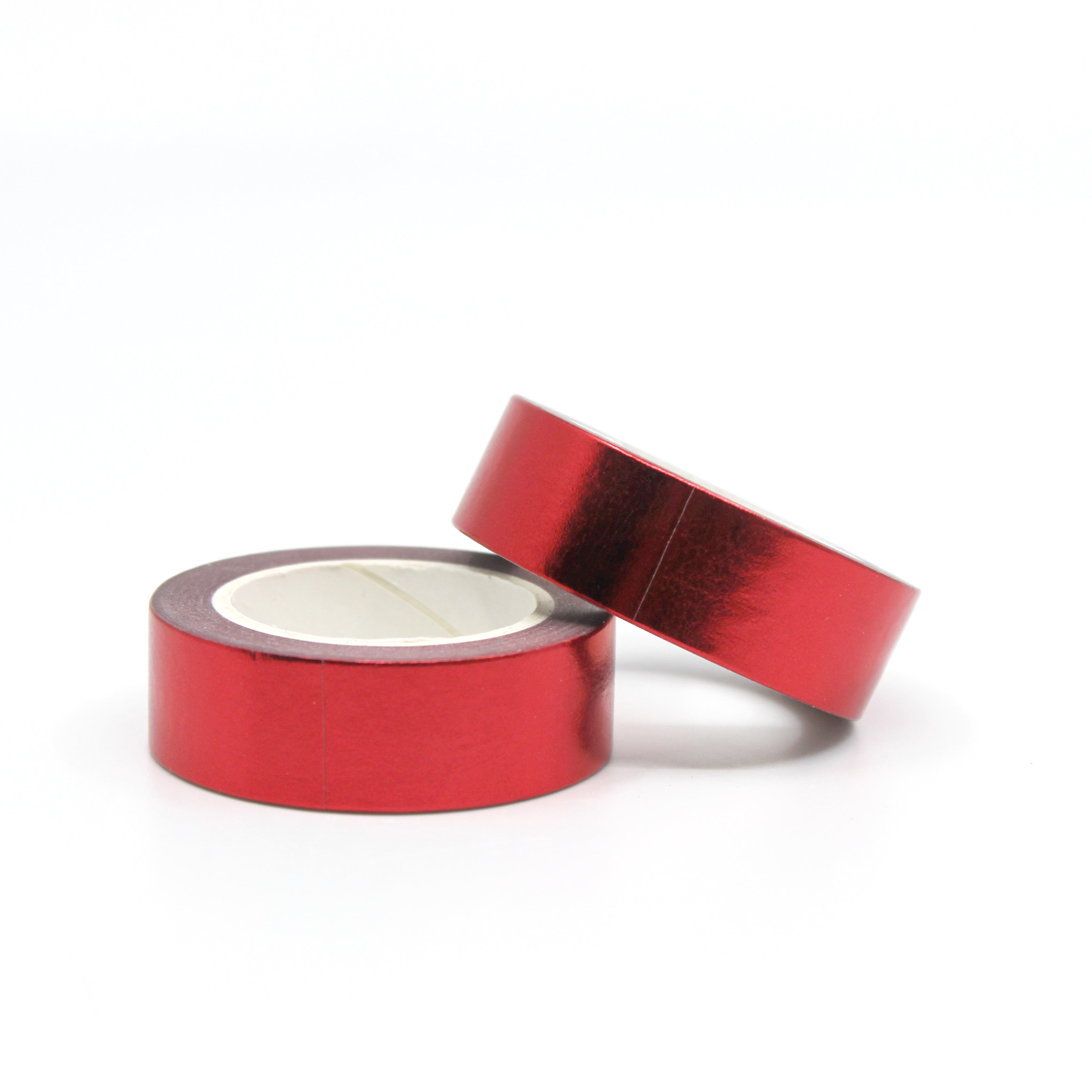 Add a touch of elegance to your crafts with our dazzling red foil washi tape, featuring a shimmering metallic finish that catches the light. This tape is sold at BBB Supplies Craft Shop.
