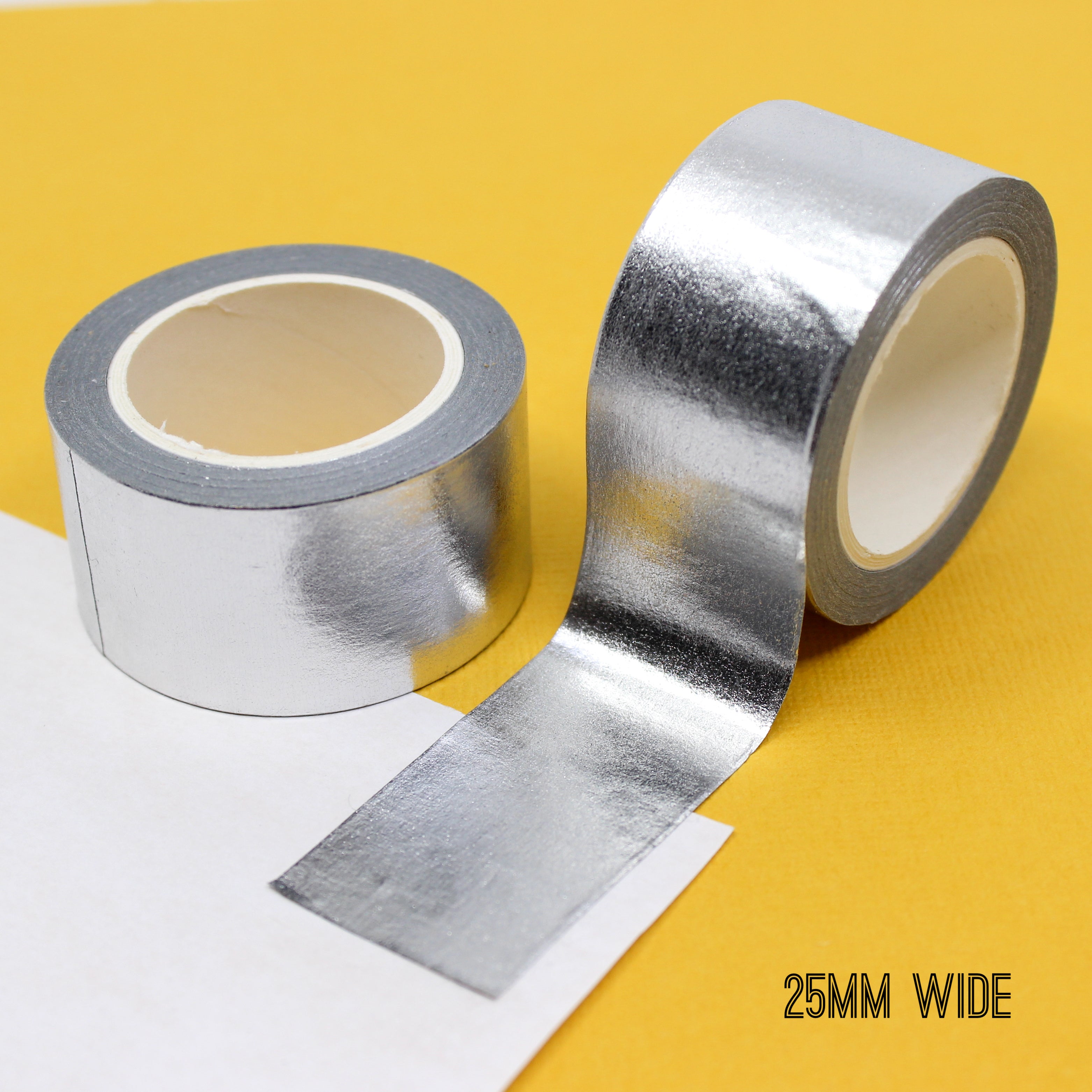 Infuse your projects with a shimmering elegance using our solid foil silver washi tape, adorned with a lustrous and reflective silver foil, creating a striking and eye-catching effect. This tape is sold exclusively at BBB Supplies Craft Shop.