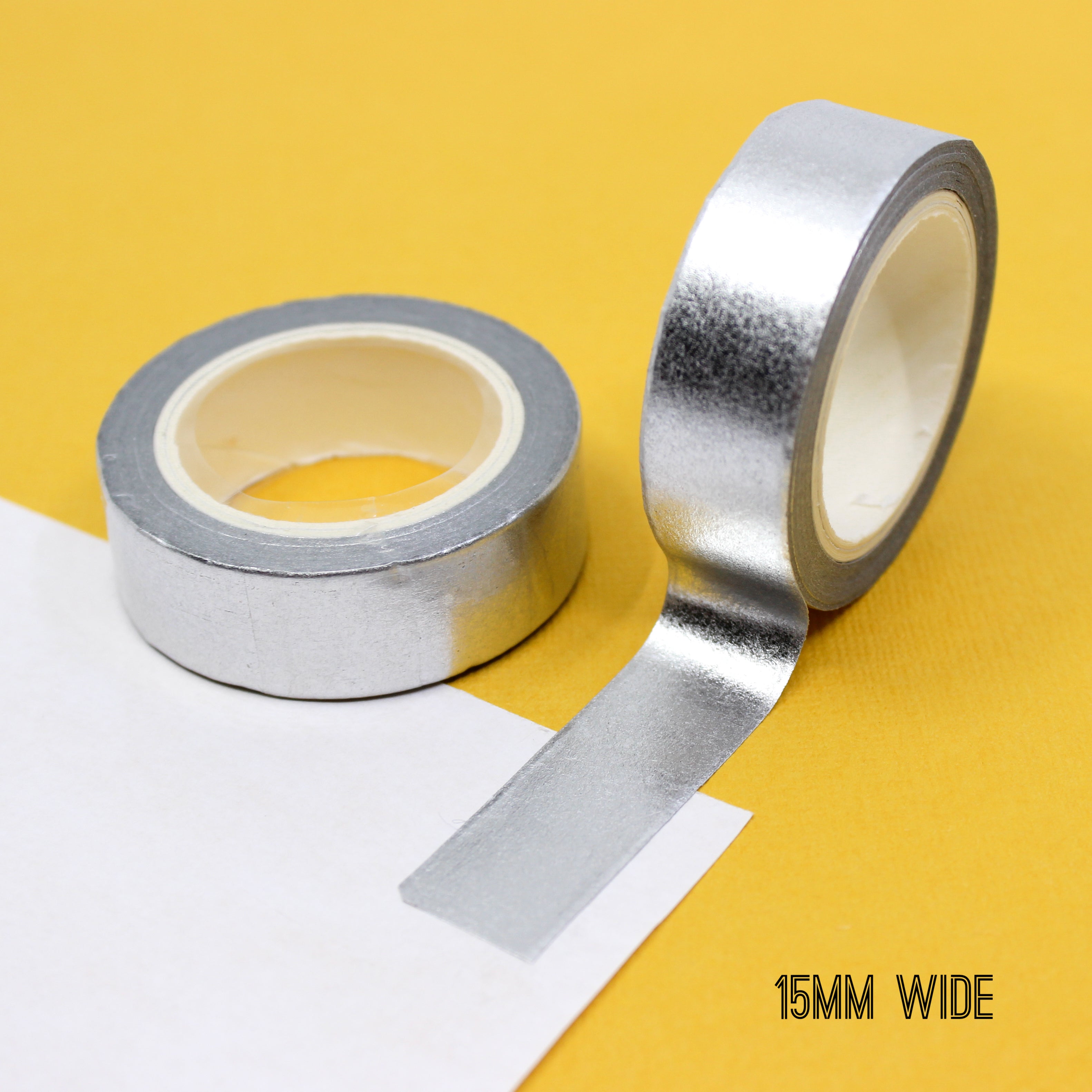Infuse your projects with a shimmering elegance using our solid foil silver washi tape, adorned with a lustrous and reflective silver foil, creating a striking and eye-catching effect. This tape is sold exclusively at BBB Supplies Craft Shop.