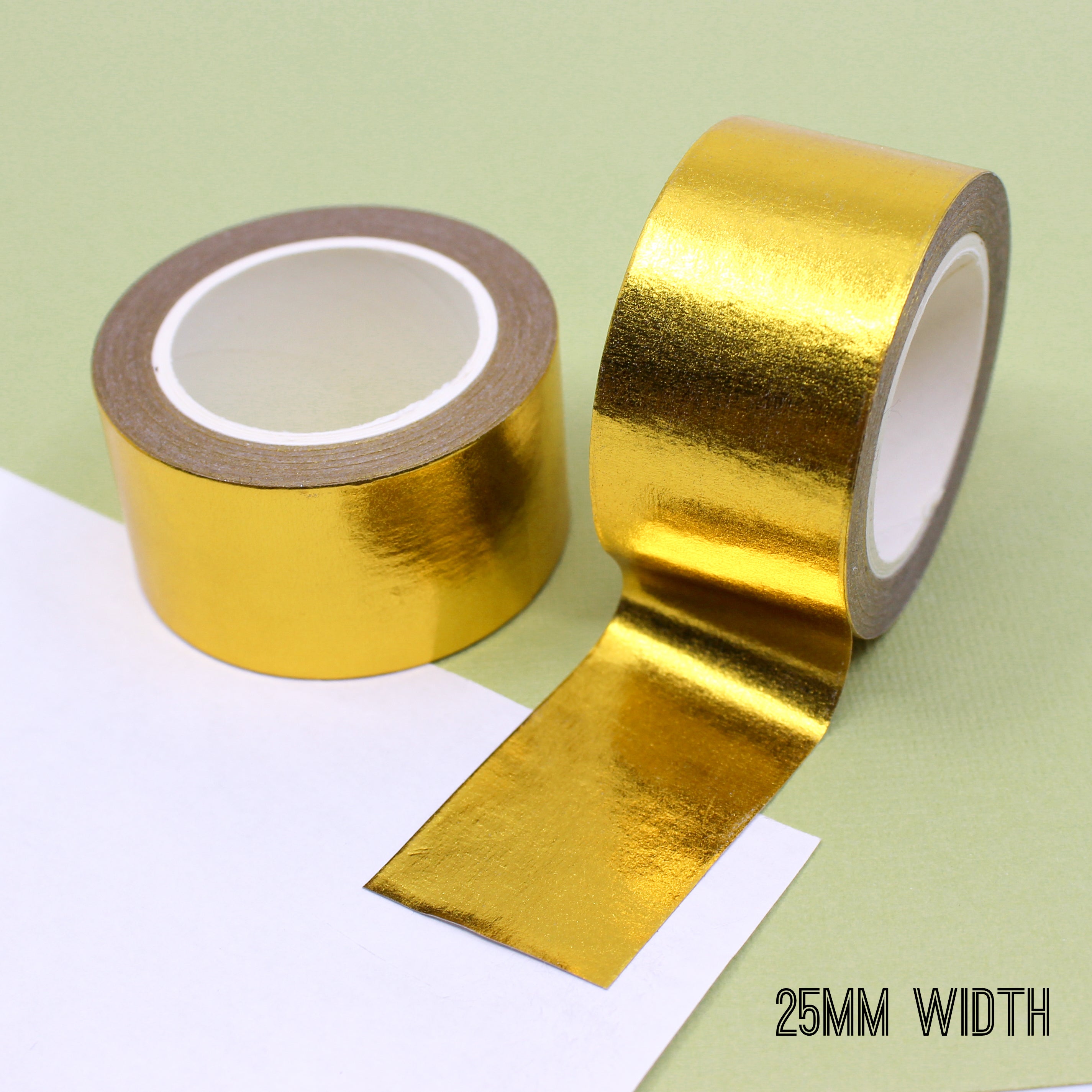 Elevate your creations with our captivating solid foil gold washi tape, showcasing a smooth and shiny surface in a radiant gold color, perfect for adding a touch of opulence and sophistication. These solid foil tapes are sold exclusively at BBB Supplies Craft Shop.