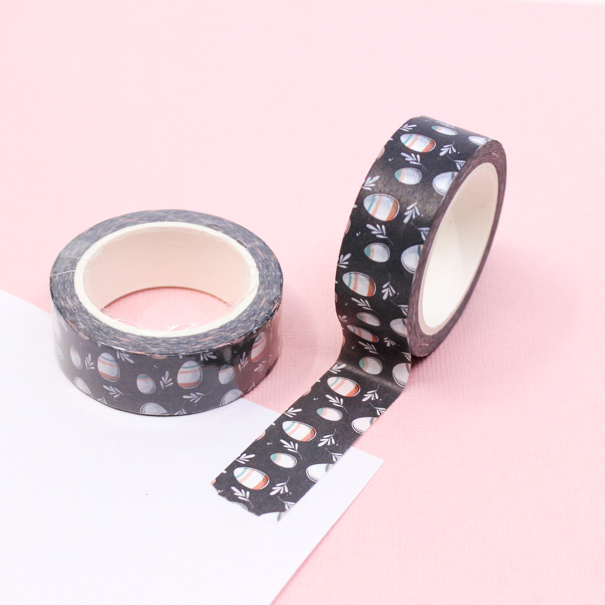 Black & White Easter Egg Washi Tape: Add a classic touch to your Easter crafts with this black and white Easter egg washi tape. Perfect for card-making, scrapbooking, and more. This tape is sold at BBB Supplies Craft Shop.