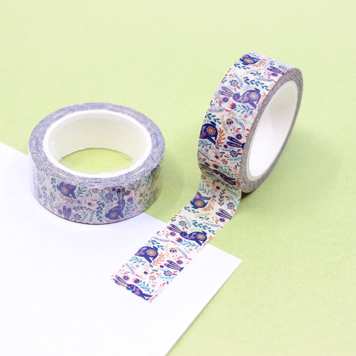 This elegant washi tape features a charming rabbit design, adding a touch of sophistication to your crafts and projects. This tape is sold at BBB Supplies Craft Shop.