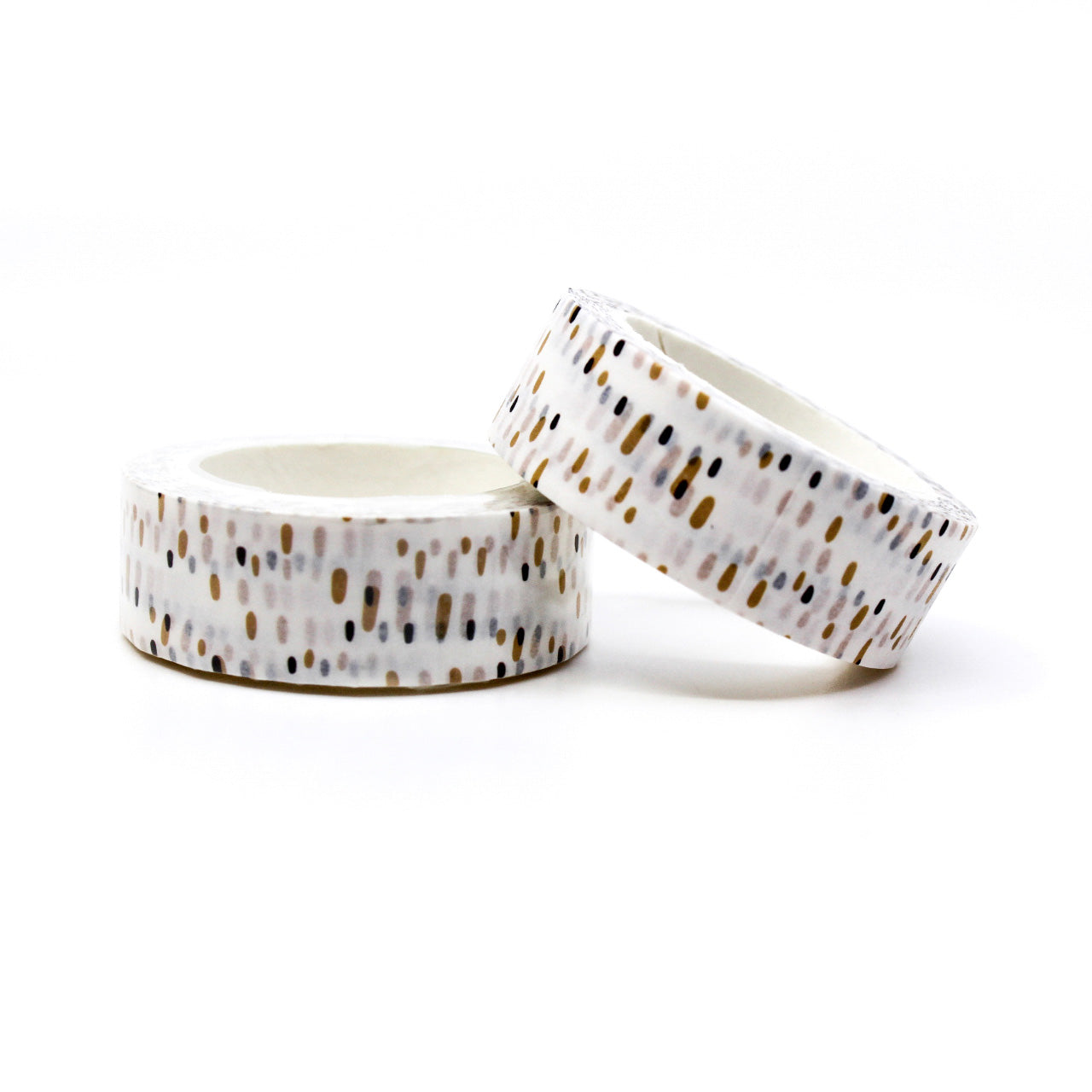 This washi tape features a delightful speckled and dotted pattern in spring-inspired colors, adding a fun and vibrant touch to your crafts and projects. This tape is sold at BBB Supplies Craft Shop.
