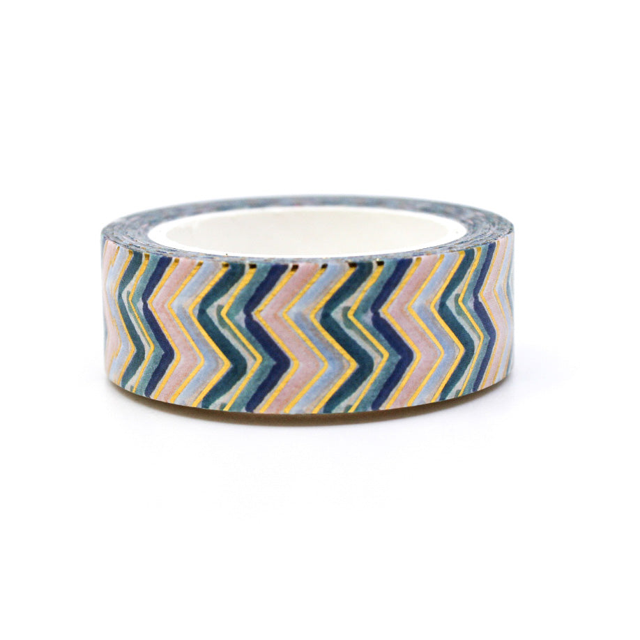 Pastel Spring Chevron Washi: A delightful washi tape featuring a soft, pastel-colored chevron pattern, perfect for adding a touch of spring to your crafts and projects. This washi tape is sold at BBB Supplies Craft Shop.