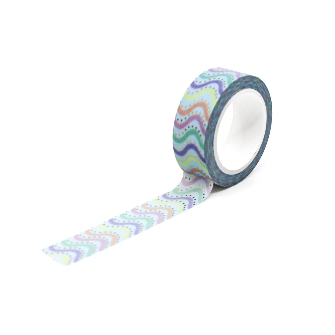 Add a vibrant and dynamic touch to your projects with this colorful rainbow swivel chevron washi tape. Perfect for adding a playful and stylish element to your crafts, journals, and more. This tape is sold at BBB Supplies Craft Shop.