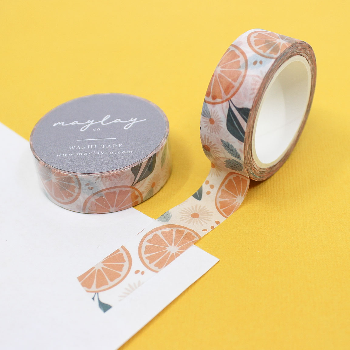 "Tangy Orange Mandarin Washi" features bold, juicy orange mandarins on a bright background, perfect for adding a zesty pop to your planners, scrapbooks, or creative projects