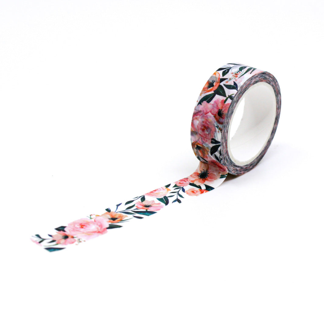 Transport your crafts to a tropical paradise with our tropical pink floral washi tape, featuring vibrant pink flowers against lush greenery, perfect for adding a touch of exotic beauty to your projects. This tape is sold at BBB Supplies Craft Shop and designed by Zynshe.