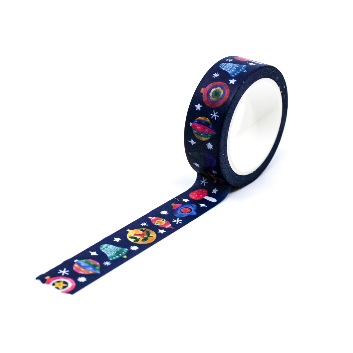 Festive navy blue washi with vintage-inspired Christmas design