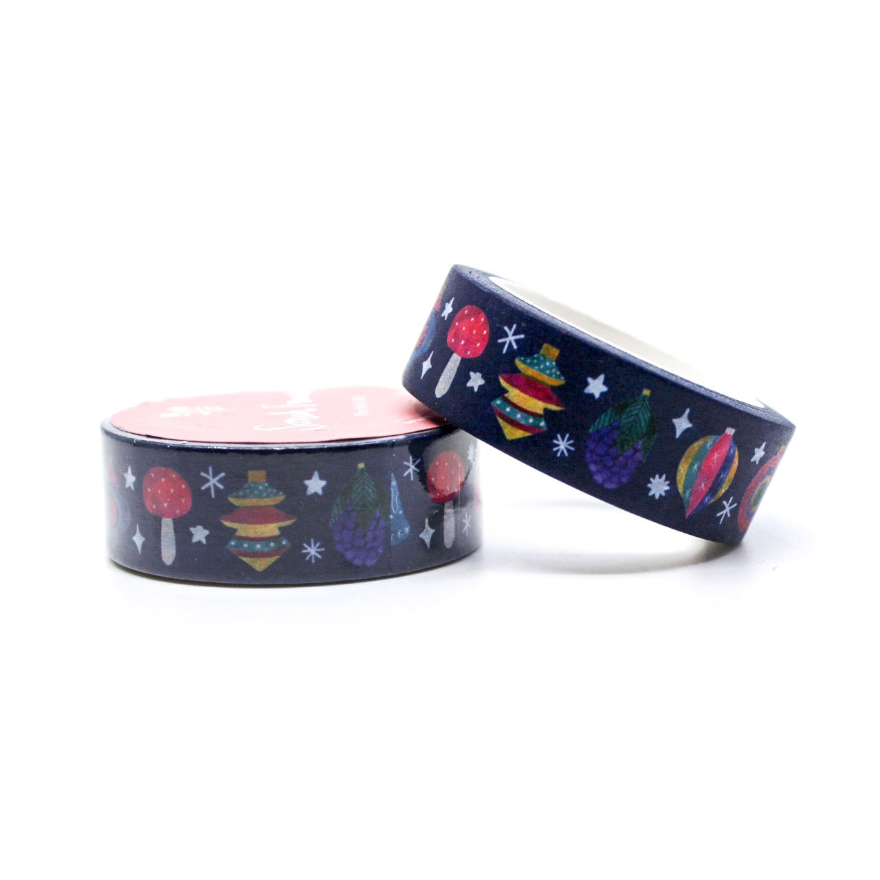 two rolls of Decorative holiday washi tape with classic ornaments
