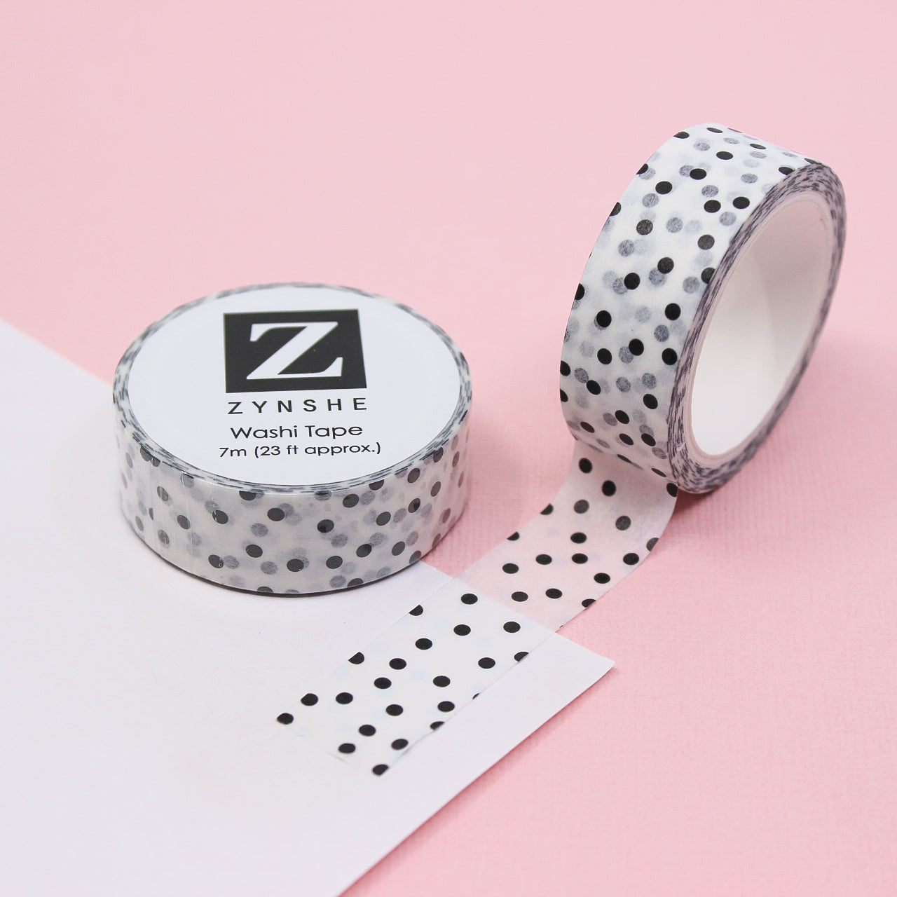 This random black and white speckles, washi tape is just FUN. If you love black-and-white patterns with bright pops of color, this will be your new favorite tape. Possibilities are endless, from card making to gift wrap, journals, and Handmade cards. This tape is sold at BBB Supplies Craft Shop.
