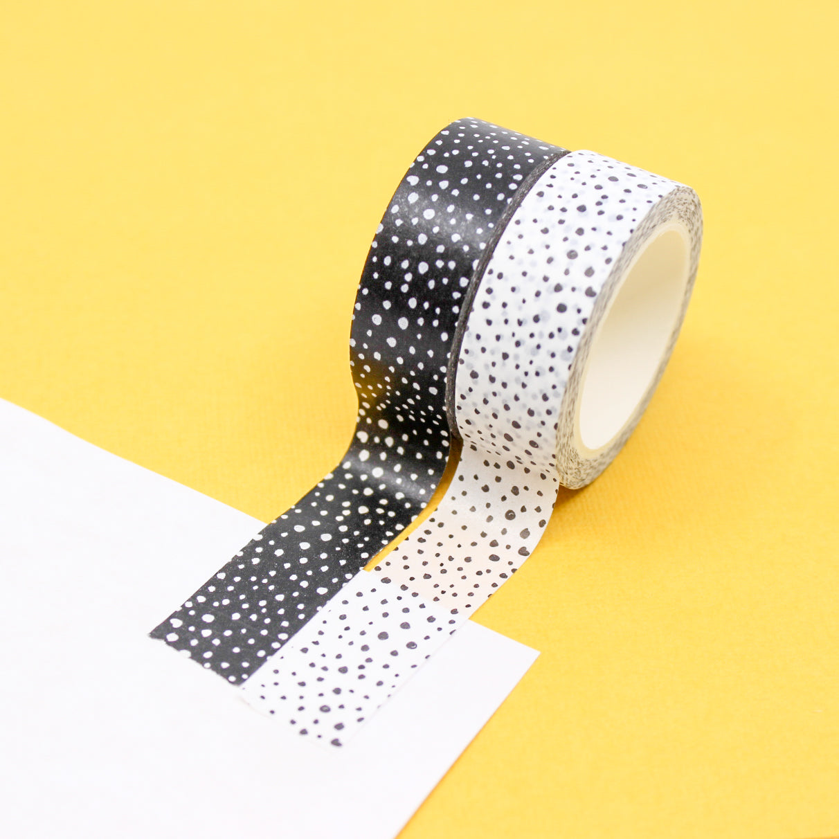 Add a subtle and modern touch to your crafts with our tiny speckles black washi tape, featuring delicate and scattered speckles in black for a minimalist and contemporary look. This tape is sold at BBB Supplies Craft Shop.