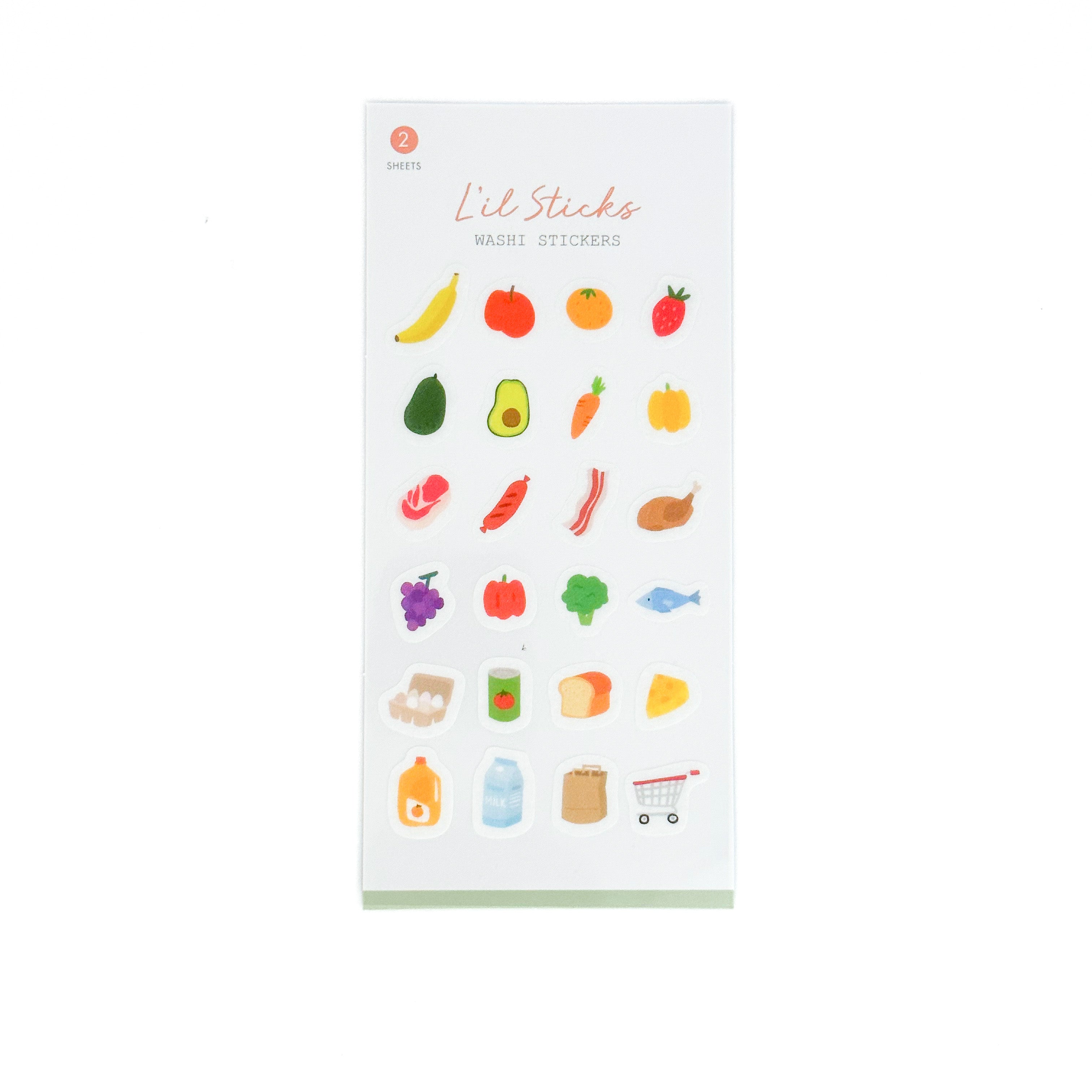 These market shopping stickers are carefully crafted with intricate details, offering a charming assortment of designs that are ideal for planning, marking important events, or adding decorative touches to your pages. These are from Girl of all Work and sold at BBB Supplies Craft Shop.