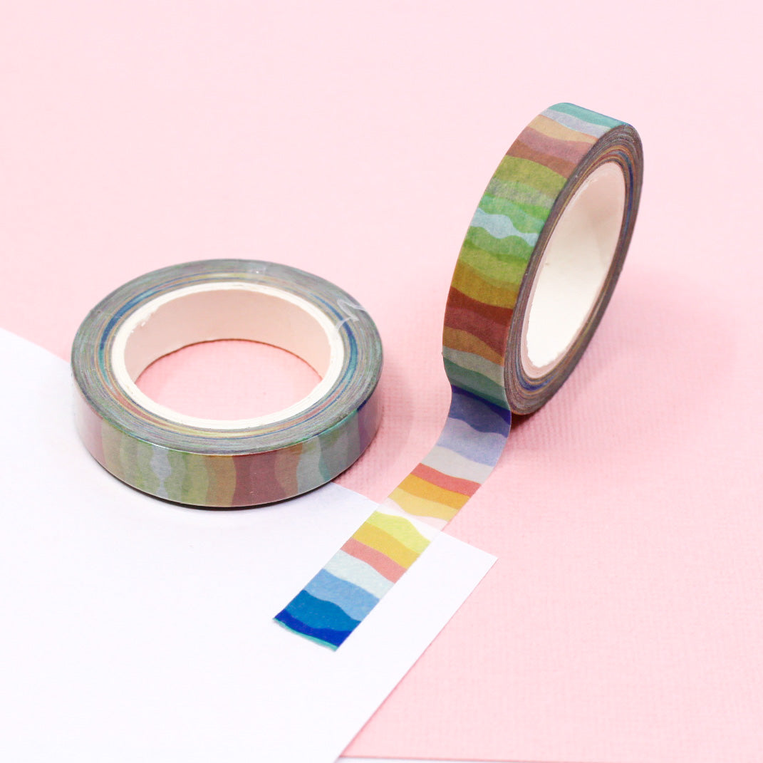 Bring the freshness of spring to your crafts with this delightful watercolor wave pattern washi tape. The soft colors and flowing design are perfect for adding a touch of nature-inspired beauty to your projects. Ideal for scrapbooking, journaling, card making, and more. This tape is sold at BBB Supplies Craft Shop.