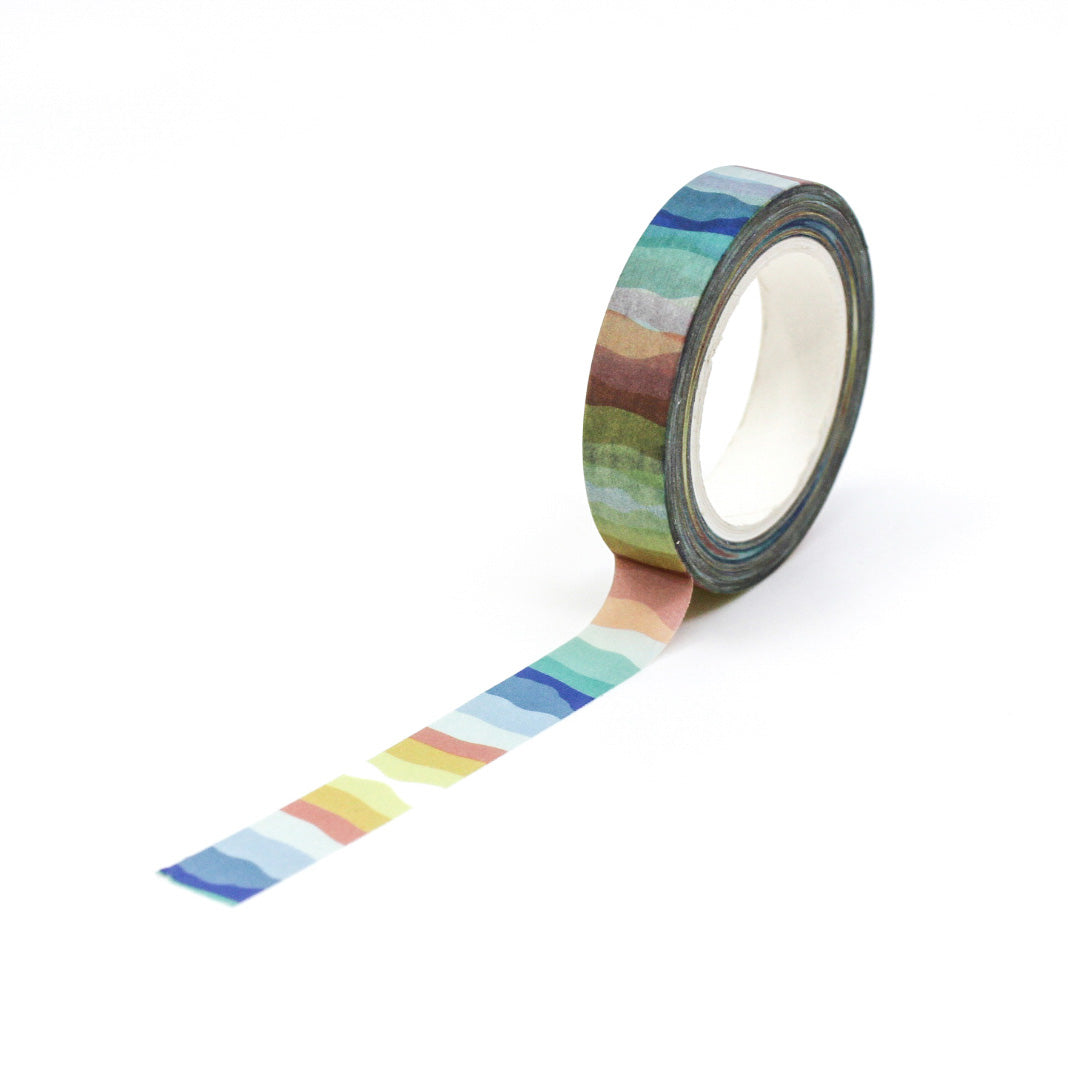 Bring the freshness of spring to your crafts with this delightful watercolor wave pattern washi tape. The soft colors and flowing design are perfect for adding a touch of nature-inspired beauty to your projects. Ideal for scrapbooking, journaling, card making, and more. This tape is sold at BBB Supplies Craft Shop.