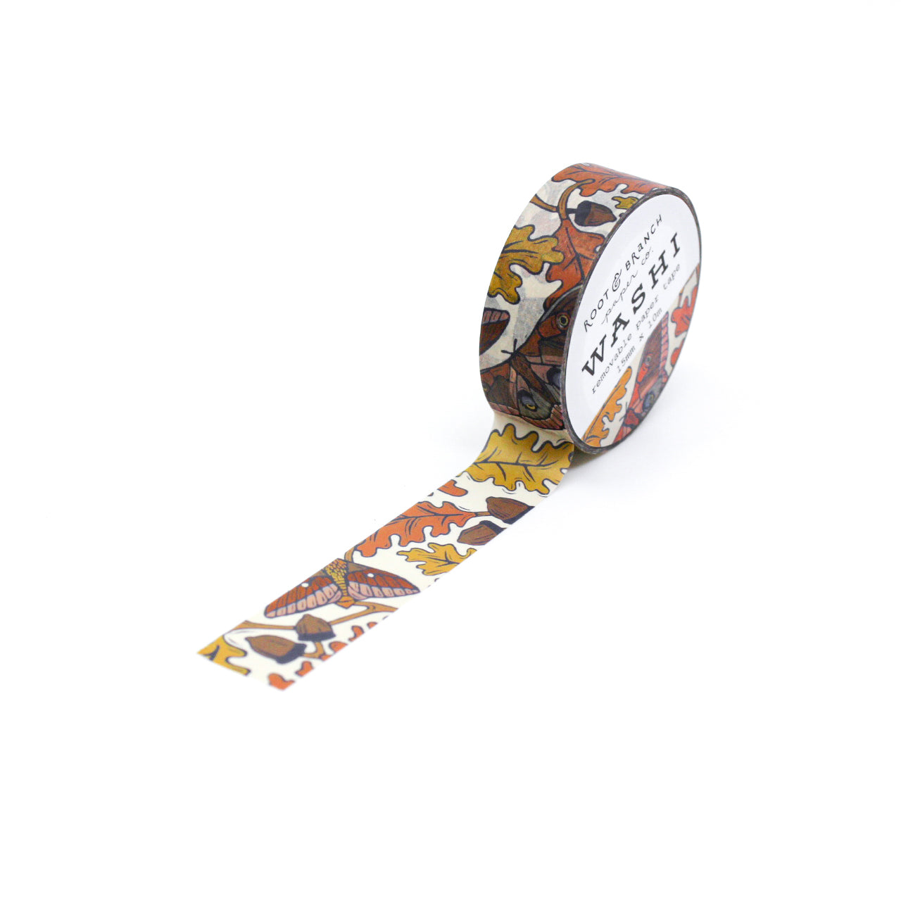 White Oak Autumn Butterflies Washi Tape, a captivating design with delicate butterflies amidst the colors of fall leaves, perfect for seasonal crafting. This washi is from Root & Branch Paper Co. and sold at BBB Supplies Craft Shop.