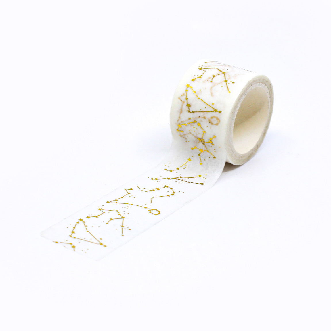 Illuminate your projects with our Wide Gold Foil Starry Night Sky Constellation Washi Tape, adorned with shimmering constellations in a luxurious gold finish. Ideal for adding a touch of celestial wonder to your crafts. This tape is sold at BBB Supplies Craft Shop.