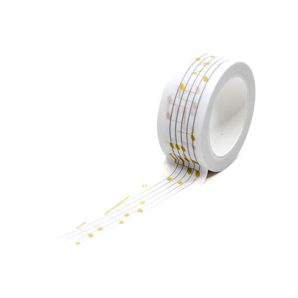 Add a musical flair to your projects with this wide washi tape featuring yellow music notes. Perfect for music enthusiasts or anyone looking to add a playful touch to their crafts. This tape is sold at BBB Supplies Craft Shop.