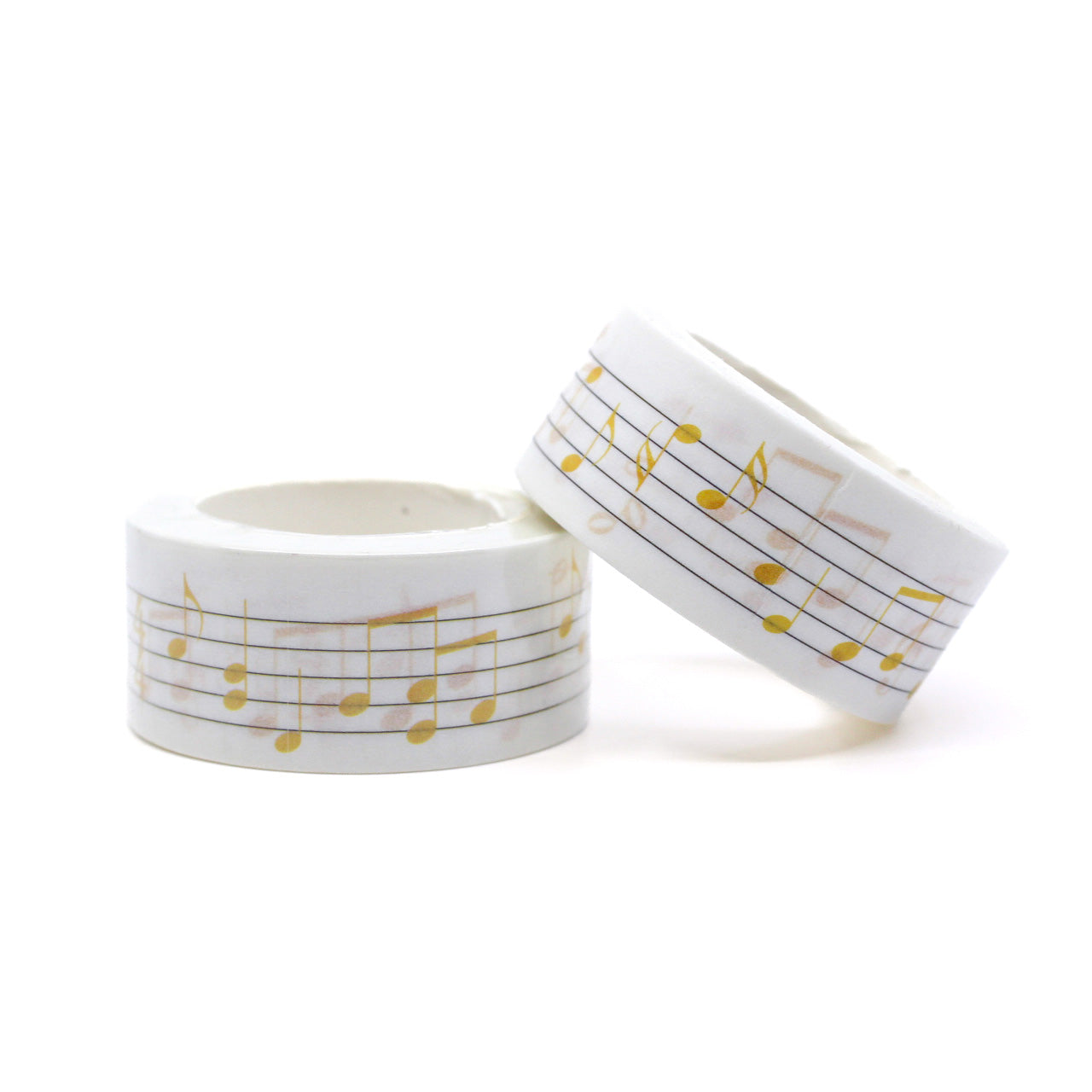 Add a musical flair to your projects with this wide washi tape featuring yellow music notes. Perfect for music enthusiasts or anyone looking to add a playful touch to their crafts. This tape is sold at BBB Supplies Craft Shop.