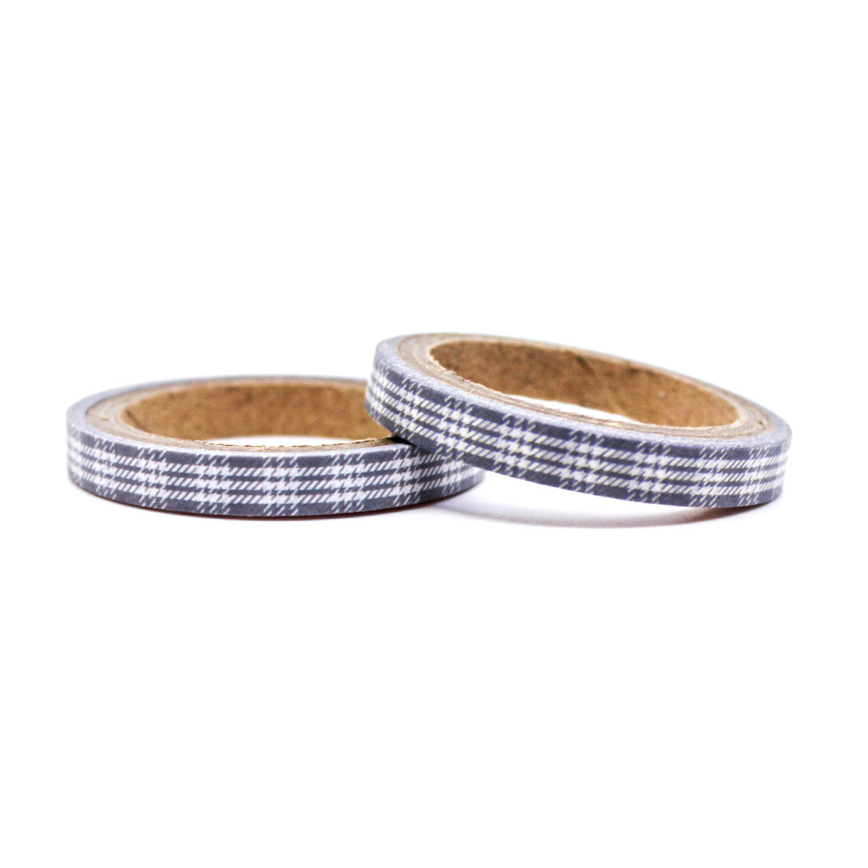 Two rolls of grey plaid patterned crafting tape displayed.