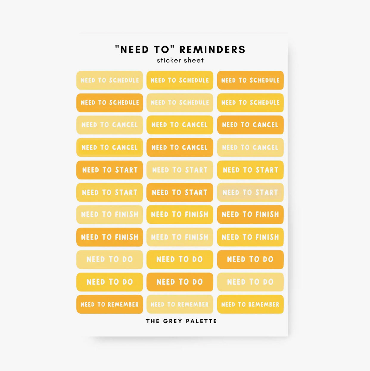 Colorful 'Need To' Planner Sticker Sheets