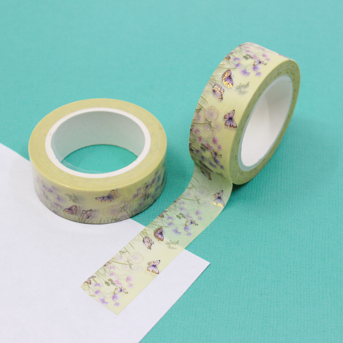 Spring Wild Flowers and Butterflies Washi Tape: This washi tape features a charming design of spring wildflowers and butterflies, adding a touch of nature's beauty to your crafts and projects. This tape is sold at BBB Supplies Craft Shop.