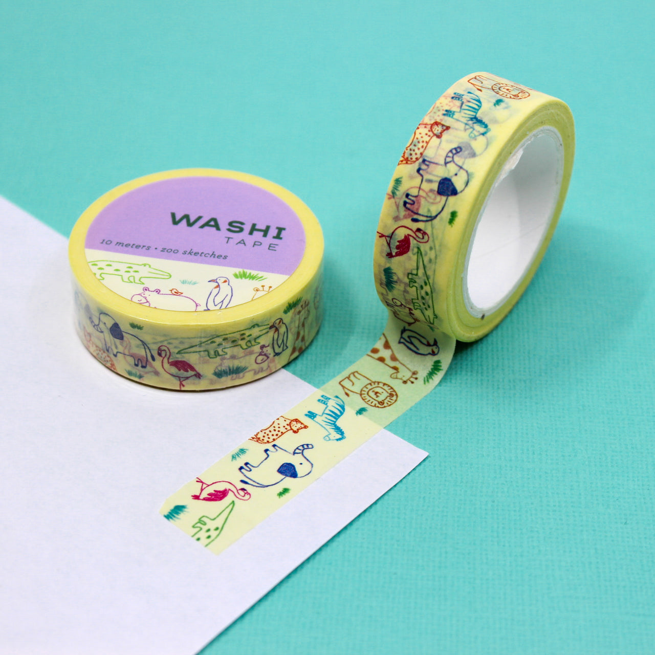 Unleash your creativity with our Zoo Animal Sketches Washi Tape, adorned with charming sketches of zoo animals. Perfect for adding a touch of the wild to your projects. This tape is from Girl of All Work and sold at BBB Supplies Craft Shop.