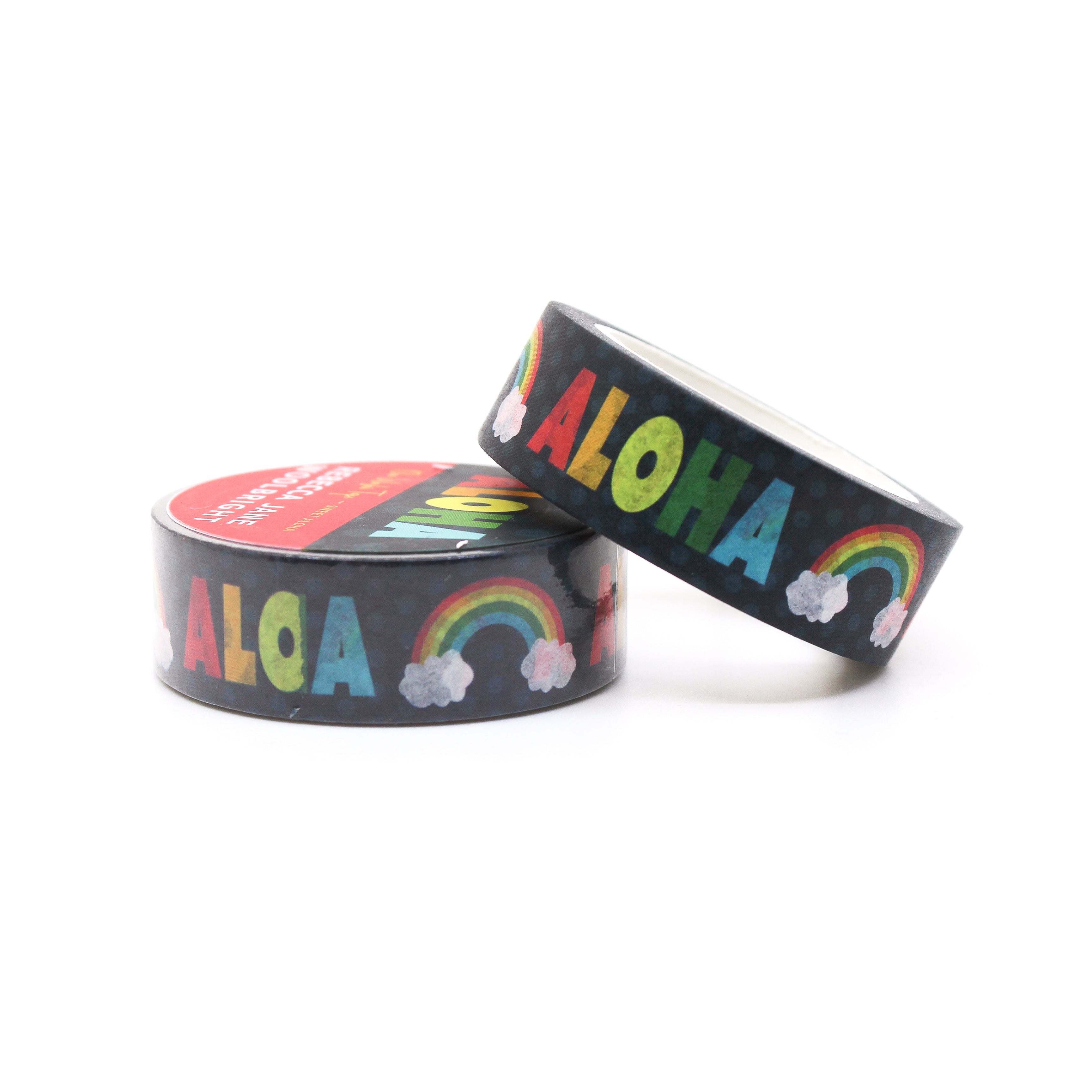 This is a roll of aloha green background washi tapes from BBB Supplies Craft Shop