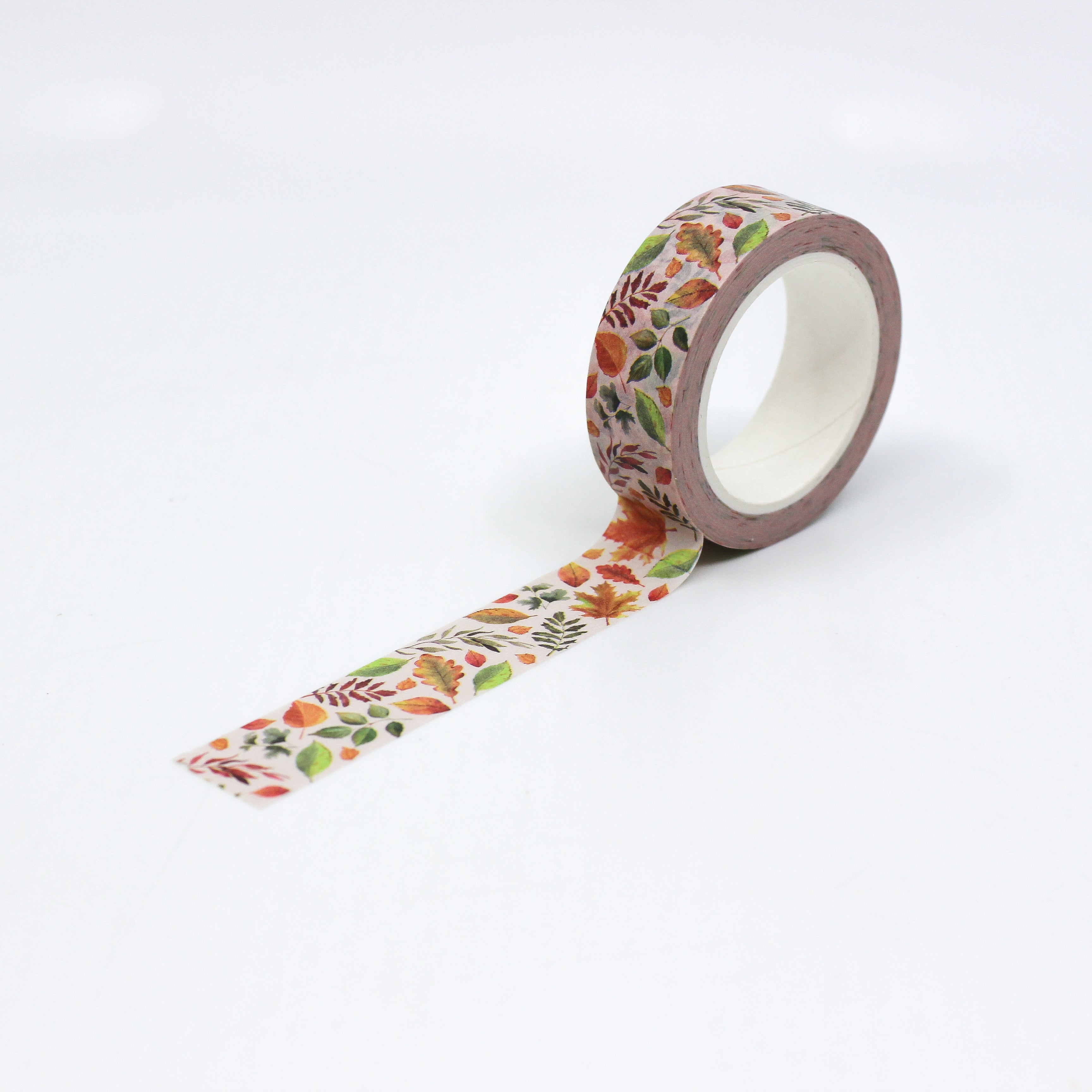This is a repeat full view pattern of autumn multi leaves flowers themed fall colors washi tape from BBB Supplies Craft Shop
