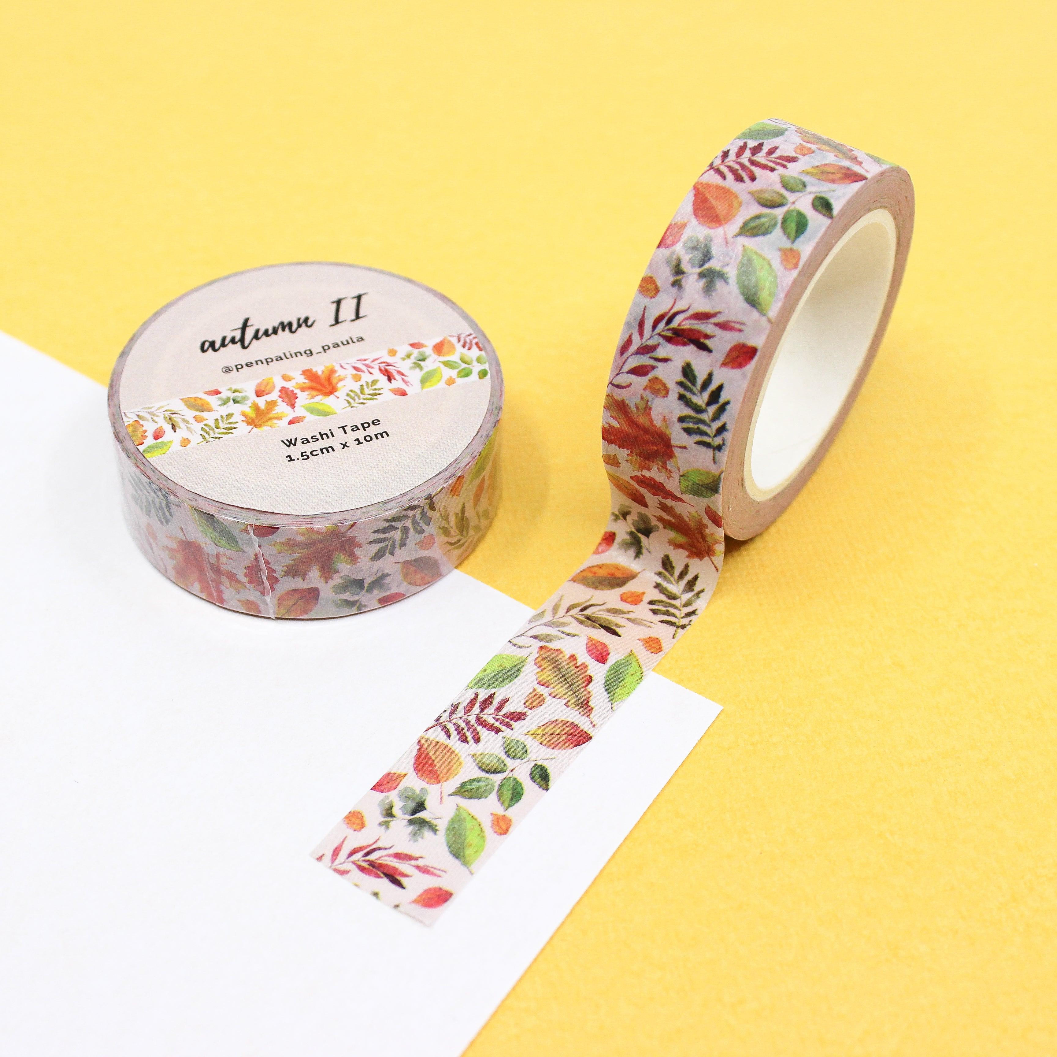 This is a autumn multi leaves flowers themed fall colors pattern washi tape from BBB Supplies Craft Shop