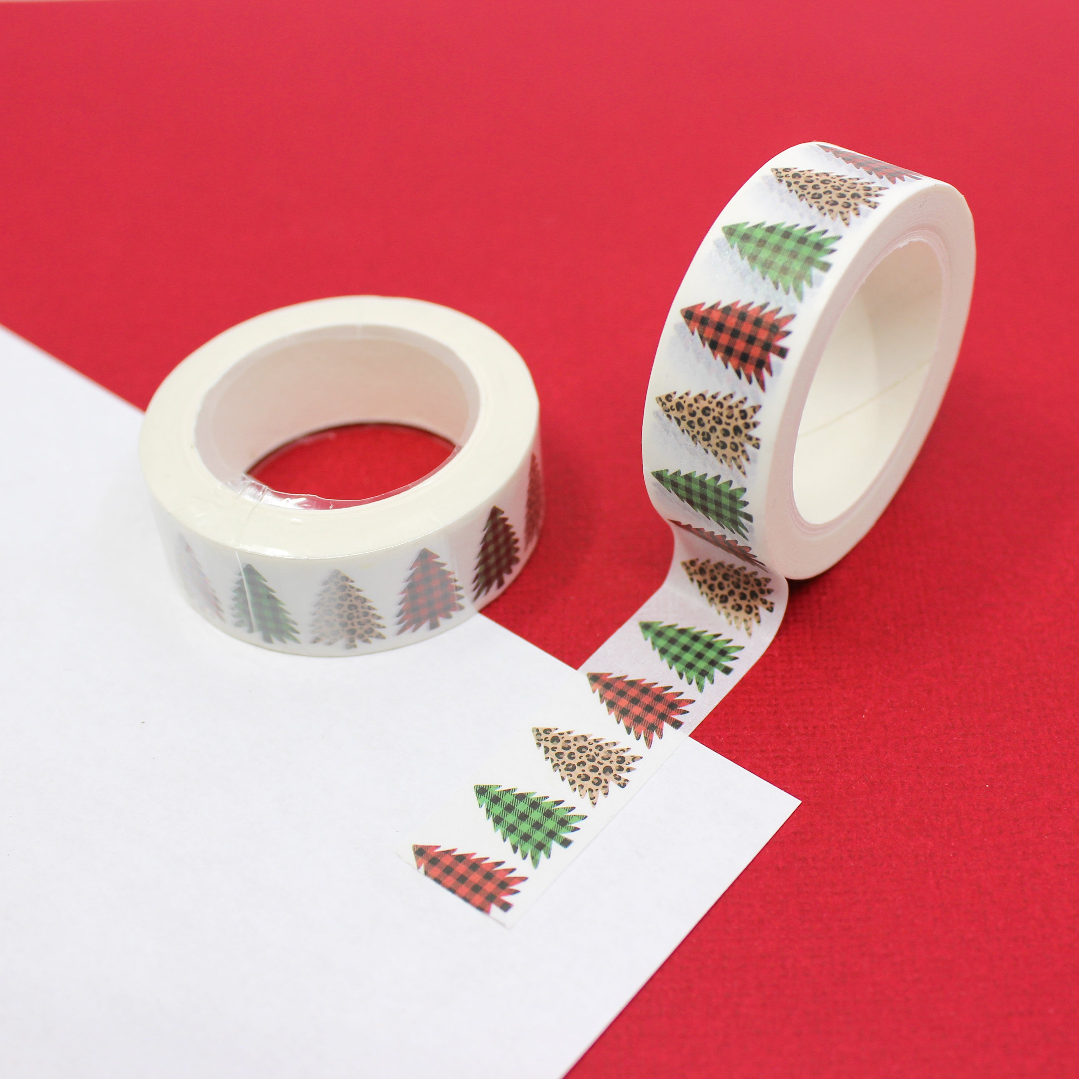 Modern Animal Print and Cute Plaid Christmas Tree Washi Tape from BBB Supplies Craft Shop.